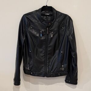 Black Faux Leather Moto Jacket